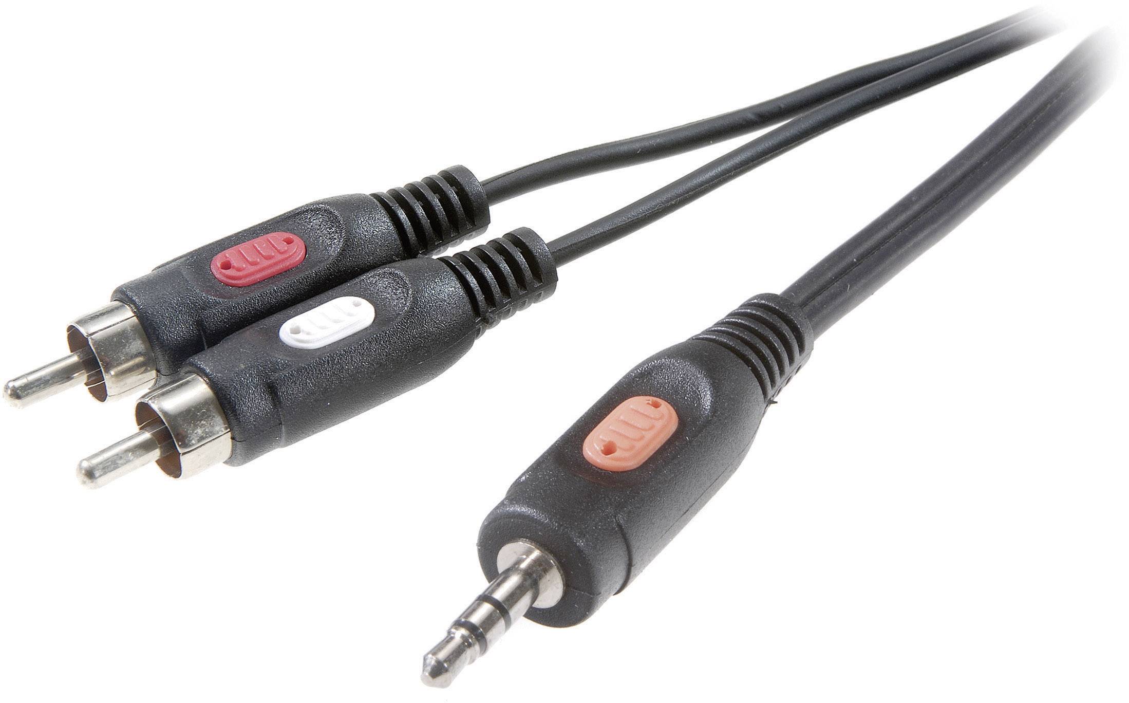 SpeaKa Professional SP-7869792 Cinch / Jackplug Audio Aansluitkabel [2x Cinch-stekker - 1x Jackplug male 3,5 mm] 10.00 m