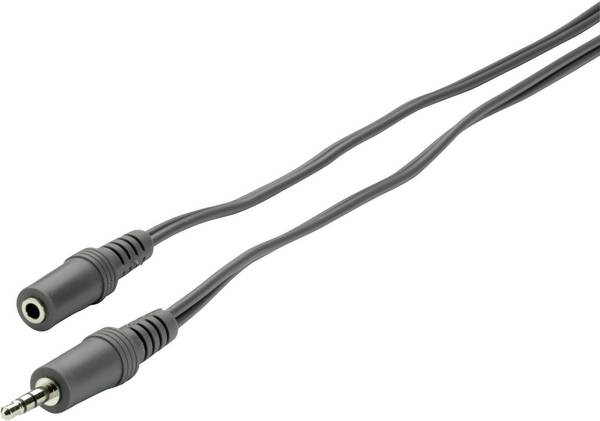 SpeaKa Professional SP-1300376 Jackplug Audio Verlengkabel [1x Jackplug male 3,5 mm - 1x Jackplug female 3,5 mm] 2.00 m Grijs