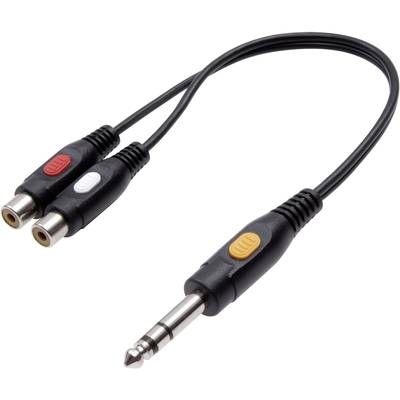 SpeaKa Professional SP-1300428  Jackplug / Cinch Audio Y-adapter [1x Jackplug male 6,3 mm - 2x Cinch-koppeling] Zwart