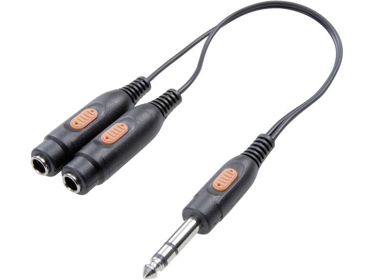 SpeaKa Professional Jackplug Audio Y-adapter [1x Jackplug male 6.3 mm 2x Jackplug female 6.3 mm] Zwa