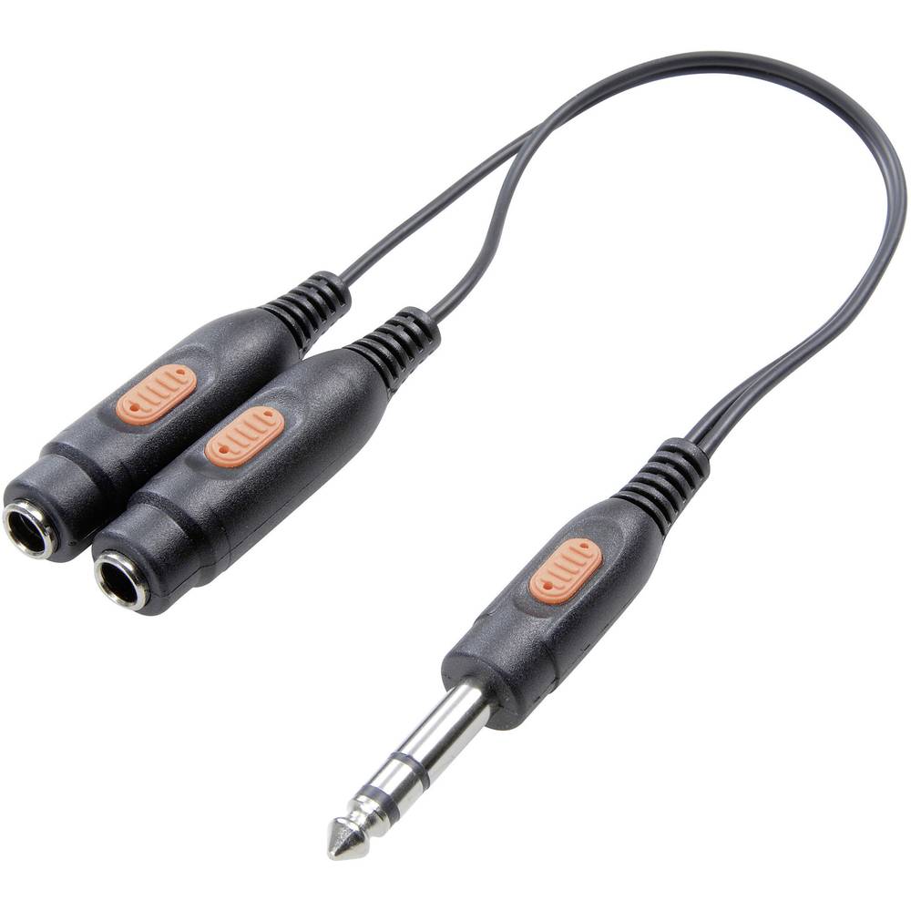 SpeaKa Professional SP-7869836 Jackplug Audio Y-adapter [1x Jackplug male 6,3 mm - 2x Jackplug female 6,3 mm] Zwart