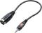 Zwart audiokabel met een 3,5 mm jackplug aan de ene kant en een ronde DIN-stekker aan de andere kant.