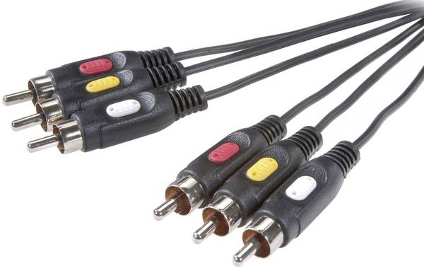 SpeaKa Professional Composite cinch AV Aansluitkabel [3x Cinch-stekker - 3x Cinch-stekker] 10 m Zwart