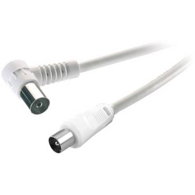 Wit coaxiaal kabel met een mannelijke en een vrouwelijke aansluiting, vaak gebruikt voor televisie- en antenne-signalen.