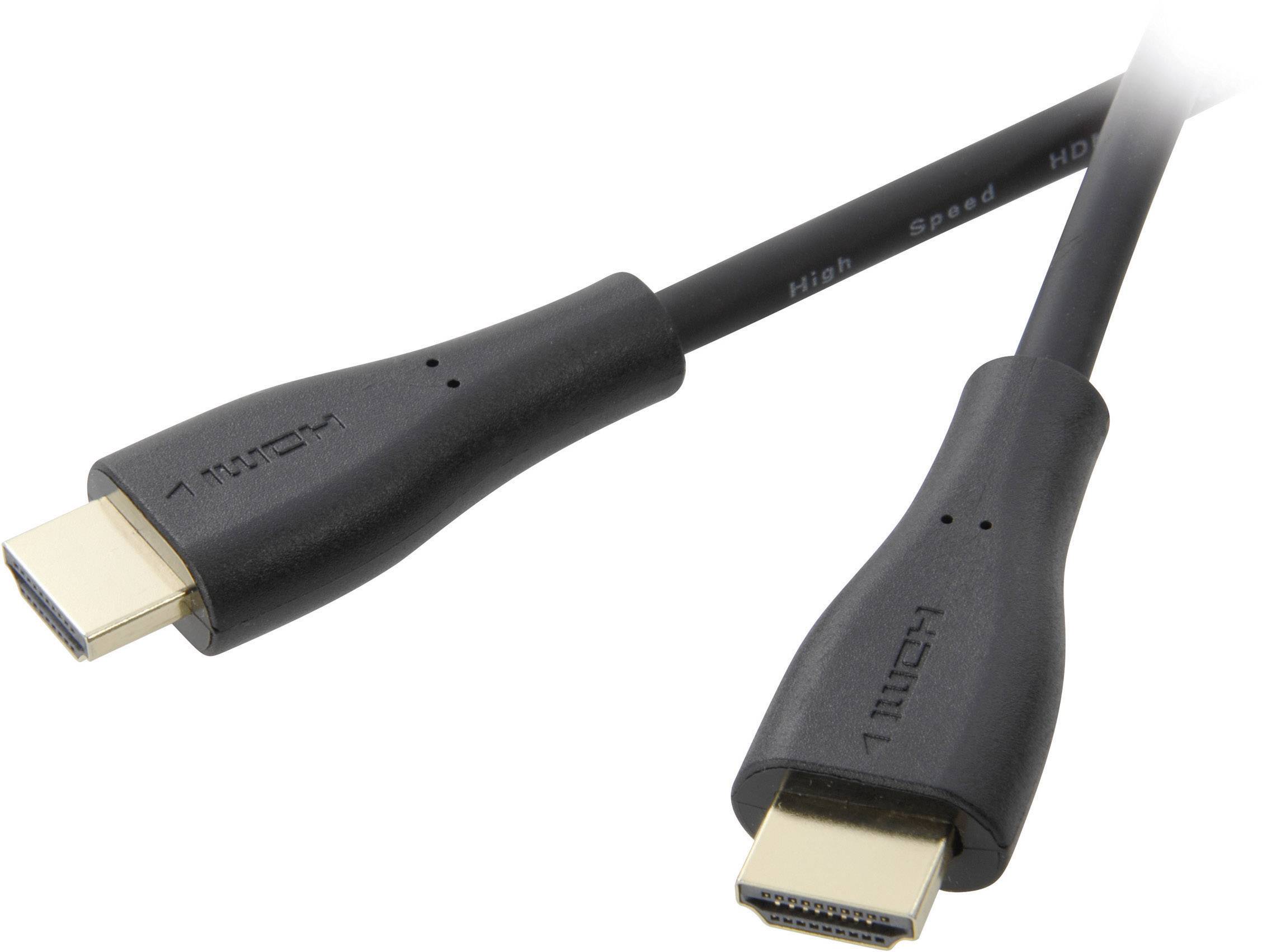 Een zwart HDMI-kabel met twee aansluitingen, dat wordt gebruikt voor het overbrengen van video- en audiosignalen tussen apparaten.