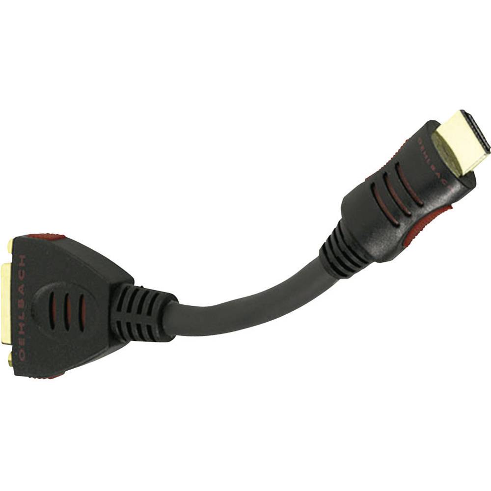 Oehlbach 8526 HDMI / DVI Adapter [1x HDMI-stekker - 1x DVI-bus 24+1-polig] Zwart Vergulde steekcontacten 10.00 cm