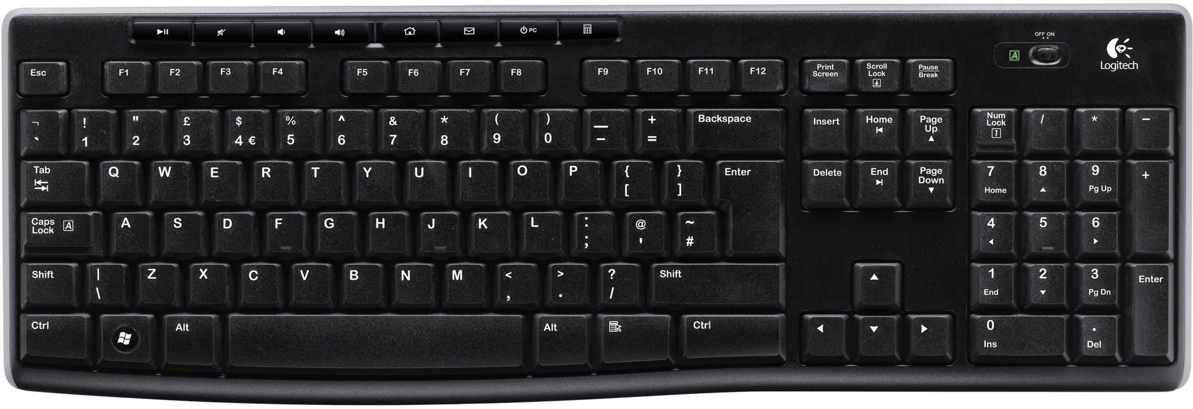 Een zwarte computerkeyboard met een volledig toetsenbordindeling, inclusief numeriek toetsenblok en functietoetsen bovenaan.