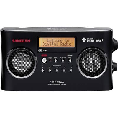 Sangean DPR-25+ Transistorradio DAB+, VHF (FM) AUX Acculaadfunctie Zwart