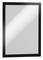 Rechthoekige wandspiegel met zwarte rand.