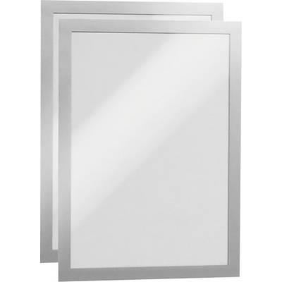 Twee op elkaar liggende witte, glanzende rechthoeken met zilveren randen.