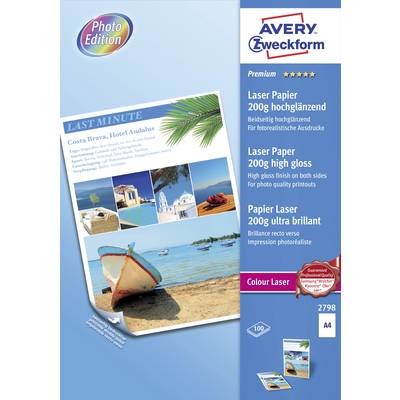 Avery-Zweckform Premium Laser Papier hochglänzend 2798  Laserprintpapier DIN A4 200 g/m² 100 vellen Wit
