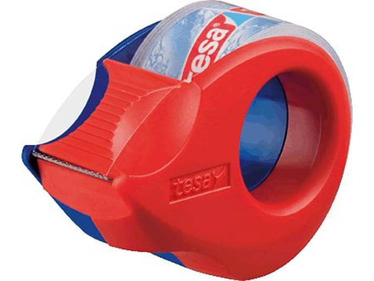tesa® plakbandafroller mini doorzichtig-57858-00000-00 rood-blauw Incl . 1 rol duct tape Blauw, Rood