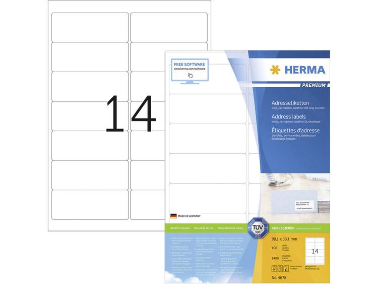 Etiket Herma 4678 99.1x38.1mm premium wit 1400stuks