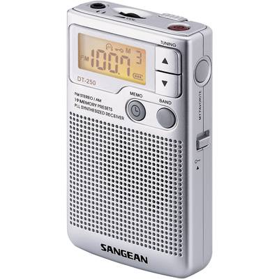 Sangean Pocket 250 Zakradio VHF (FM), Middengolf   Zilver