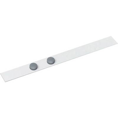 Lange, witte strook met twee grijze, ronde magneten.