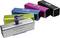 Vijf draagbare luidsprechers in verschillende kleuren (zilver, groen, blauw, roze, zwart) met USB-stick, merknaam 'MusicMan'.
