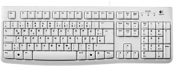 Logitech K120 Keyboard Toetsenbord USB QWERTZ, Duits Wit Spatwaterdicht