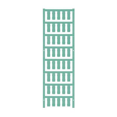 Verticaal, groen hekdeel met acht horizontale dwarslatten en verticale elementen ertussen.
