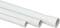 Drie witte PVC-buizen met verschillende diameters liggen naast elkaar.
