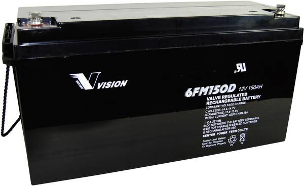 Vision Akkus 6FM150DX Loodaccu 12 V 150 Ah Loodvlies (AGM) (b x h x d) 485 x 240 x 172 mm M8-schroefaansluiting Onderhoudsvrij, Cyclusbestendig