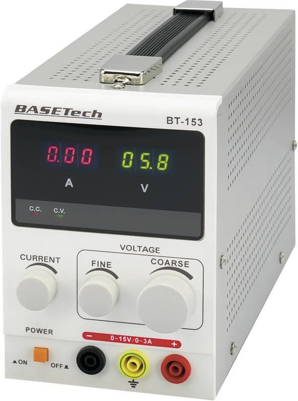 Basetech BT-153 Labvoeding, regelbaar  0 - 15 V/DC 0 - 3 A 45 W   Aantal uitgangen: 1 x