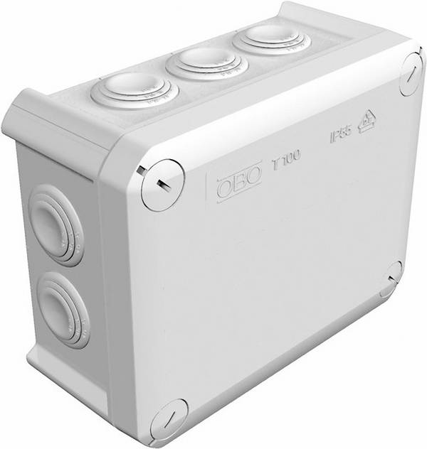 OBO Bettermann T100 Aftakkast (l x b x h) 102 x 136 x 57 mm Grijs-wit (RAL 7035) IP66 1 stuk(s)