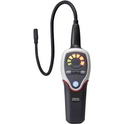 Draagbaar apparaat voor het detecteren van brandbare gassen met een flexibele slang en digitale weergave voor veiligheidsinspecties.