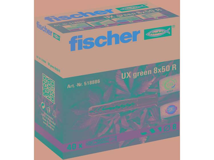 Fischer 518886 Universele plug UX green Nylon (Ø x l) 8 mm x 50 mm