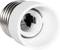 Een witte lampnadapter met metalen fitting, geschikt voor aansluiting van verschillende verlichtingstypen.