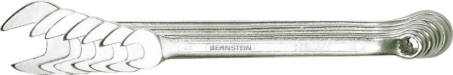 Een set van zestien open steek- en ringsleutels in verschillende maten, gestapeld en van het merk 'Brandstein'.