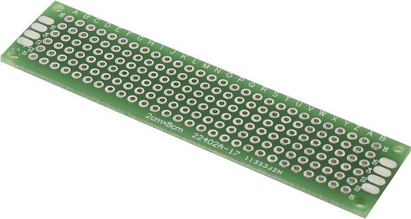 TRU COMPONENTS PCB2-2080 Experimenteer printplaat  Epoxide (l x b) 80 mm x 20 mm 35 µm Rastermaat 2.54 mm Inhoud 1 stuk(s)