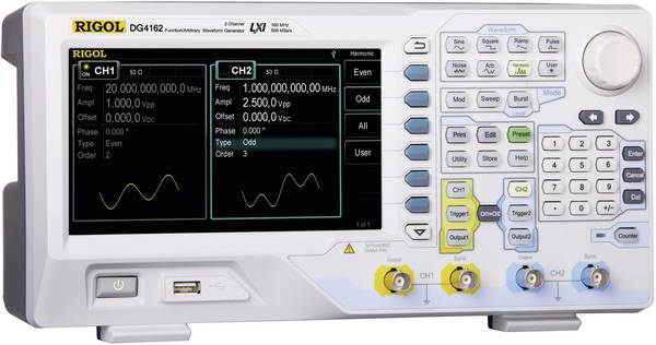 Rigol DG4102 Functiegenerator Kalibratie (ISO) 0.000001 Hz - 100 MHz 2-kanaals Sinus, Blok, Puls, Ruis, Arbitrair, Driehoek