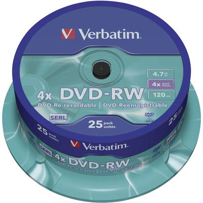 Verbatim 43639 DVD-RW disc 4.7 GB 25 stuk(s) Spindel Herschrijfbaar