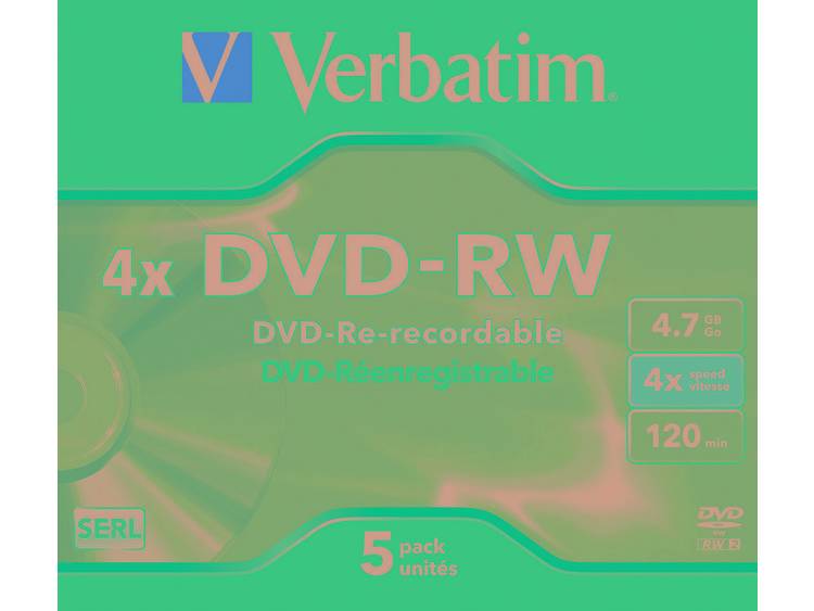 Verbatim Herschrijfbaar DVD-RW 43285 4.7 GB 120 min. 5 Stuks