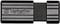 Een zwarte USB-stick van Verbatim met een afgesloten aansluiting, rechthoekige vorm en een gegroefde oppervlakte.