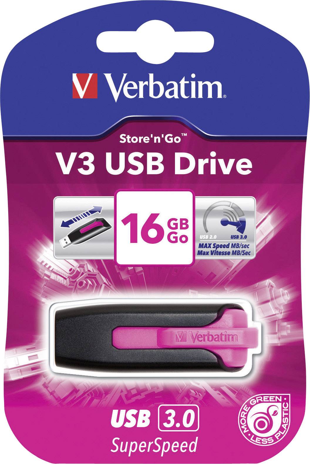 Verbatim V3 USB-stick 16 GB Pink 49178 USB-A 3.2 Gen 1-3