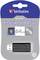 Verbatim PinStripe USB-stick, 64GB, zwart. Verpakking toont compatibiliteit met Windows 7 en een afbeelding van de USB-stick.