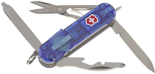 Victorinox Midnite Manager 0.6366.T2 Zwitsers zakmes Met LED-lamp Aantal functies 10 Blauw (transparant)