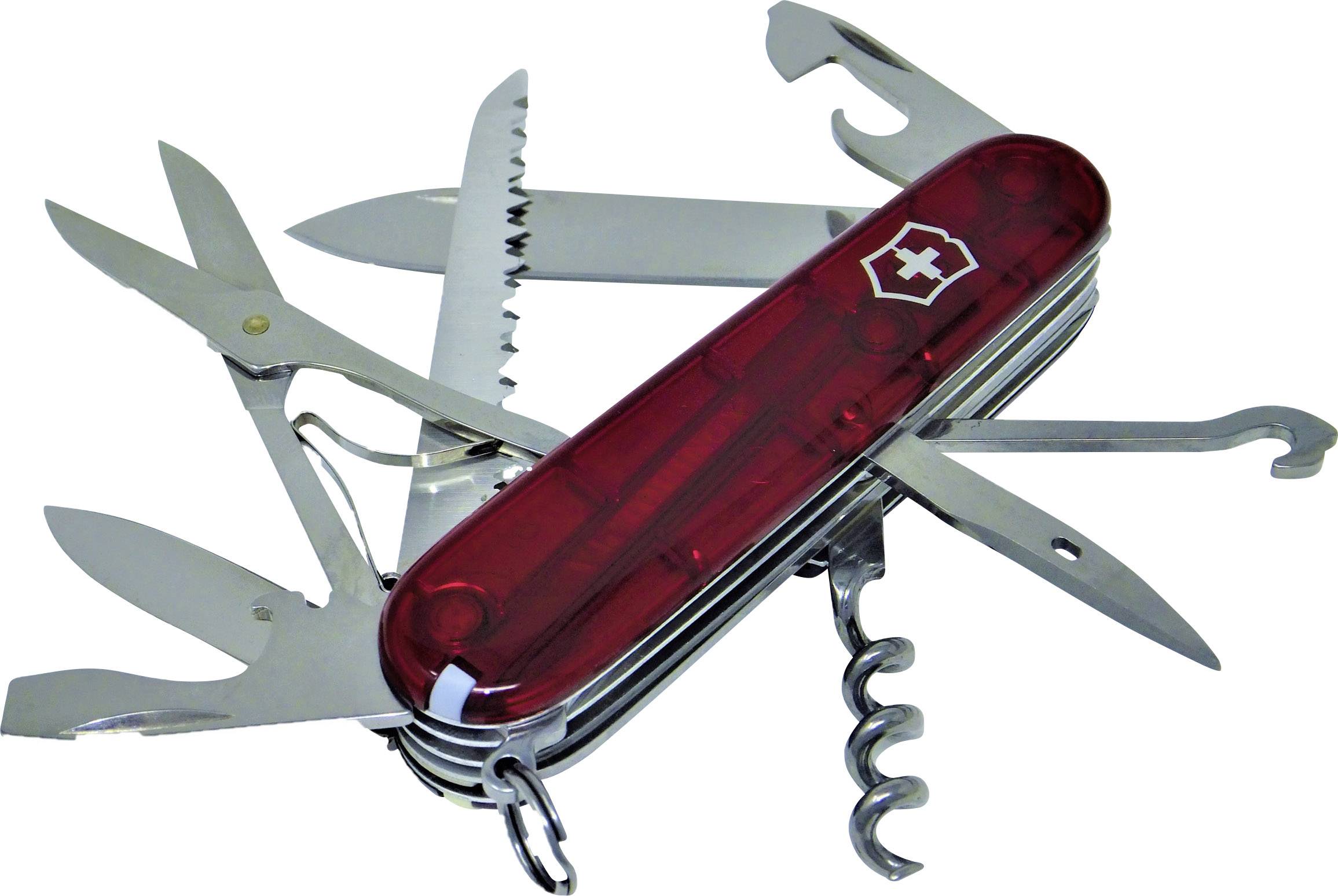 Victorinox Huntsman 1.3713.T Zwitsers zakmes Aantal functies: 15 Rood  (transparant) kopen