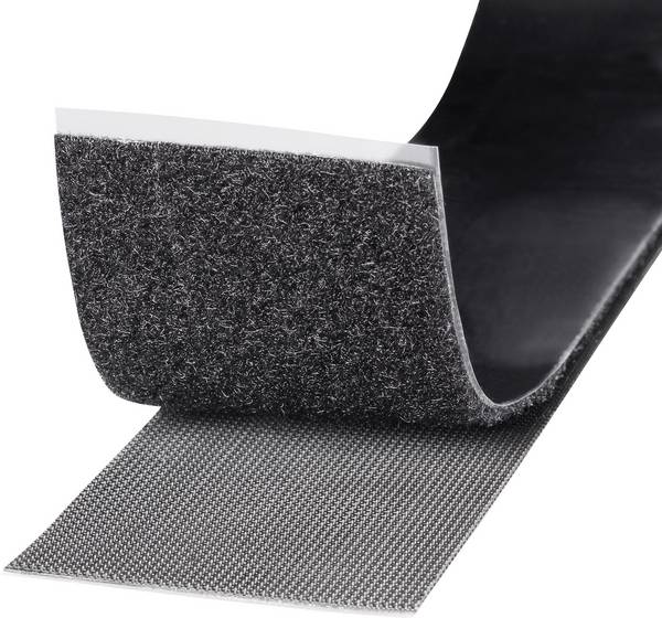 TOOLCRAFT KL50X1000C Klittenband Om vast te plakken Haak- en lusdeel, Extra sterk (l x b) 1000 mm x 50 mm Zwart 1 m