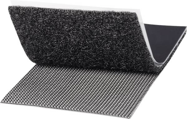 TOOLCRAFT KL50X100SC Klittenband Om vast te plakken Haak- en lusdeel, Extra sterk (l x b) 100 mm x 50 mm Zwart 1 paar