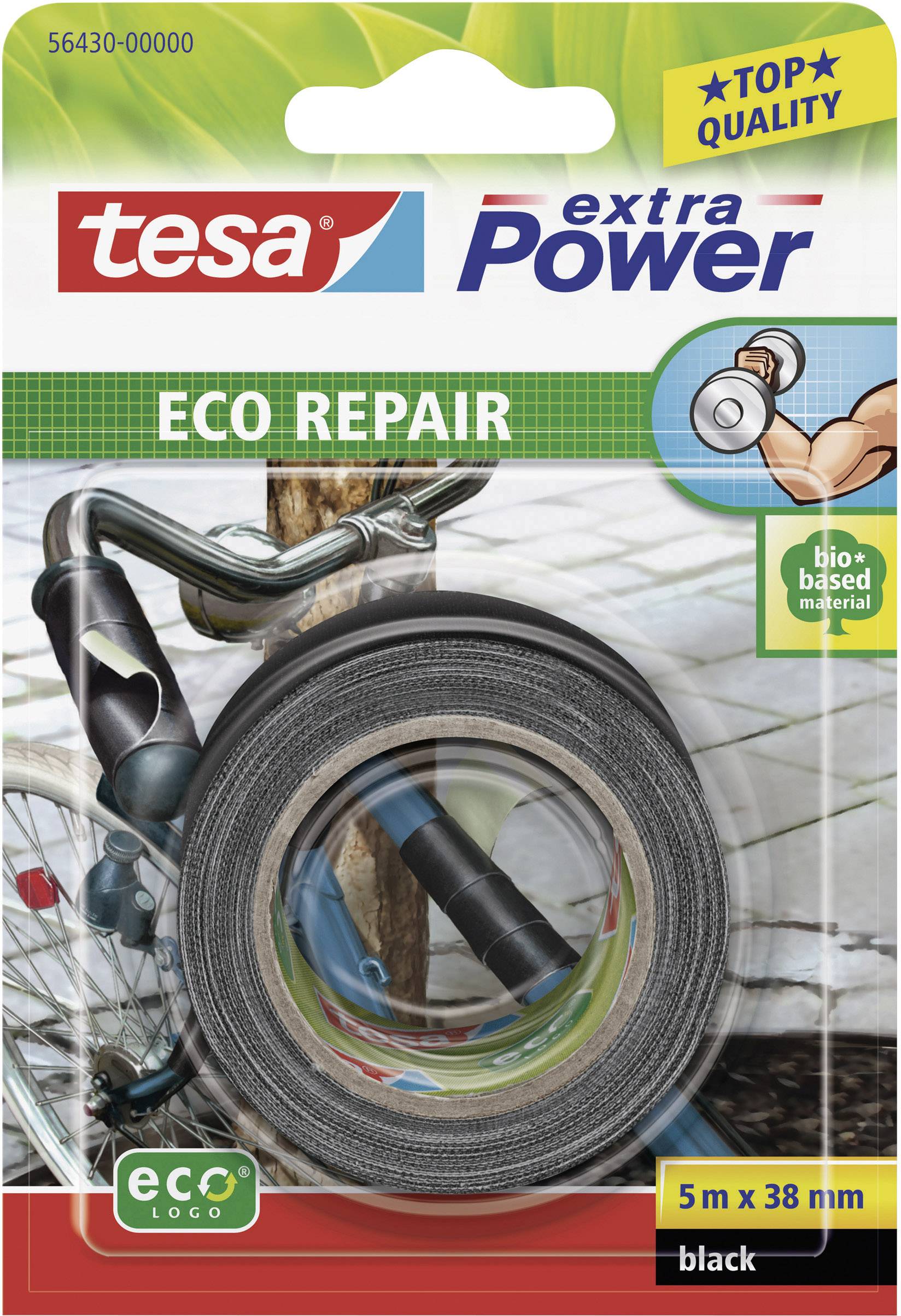 tesa ECO REPAIR 56430-00000-00 Textieltape tesa extra Power Zwart (l x b) 5 m x 38 mm 1 stuk(s)