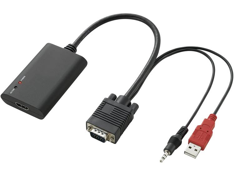 SpeaKa Professional TV, monitor Adapter [1x HDMI-bus => 1x VGA stekker, Jackplug male 3.5 mm]