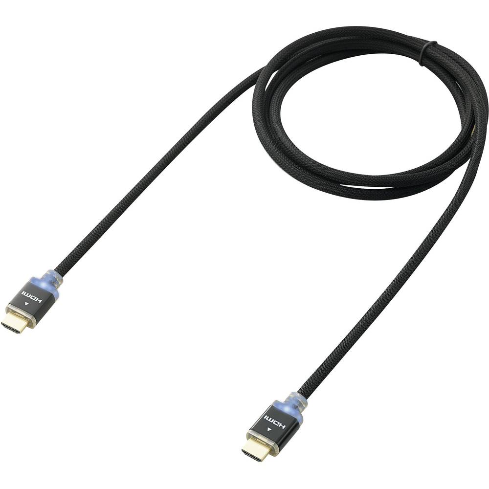 SpeaKa Professional HDMI Aansluitkabel HDMI-A stekker, HDMI-A stekker 5.00 m Zwart SP-7870020 Audio Return Channel (ARC), Vergulde steekcontacten, Gesleeved,