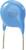 Een blauwe schijfcondensator met twee metalen poten. Opschrift: 'DE BS415', '250V~ A EWT', 'X1Y2 5mm'.