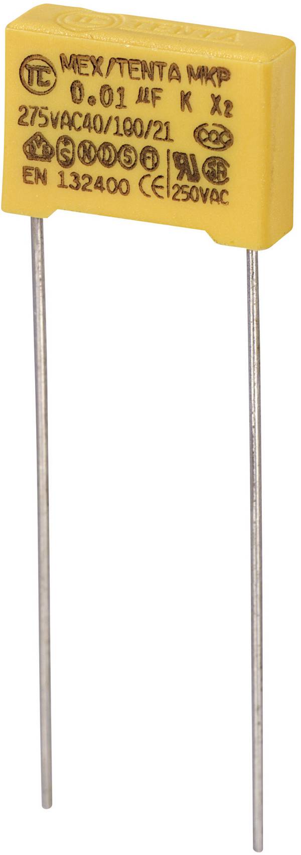 TRU COMPONENTS MKP-X2 1 stuk(s) MKP-X2-ontstoringscondensator Radiaal bedraad 0.01 µF 275 V/AC 10 % 10 mm (l x b x h) 13 x 4 x 9 mm