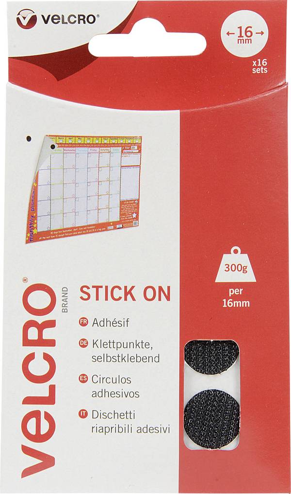 VELCRO® VEL-EC60228 Klittenband punten Om vast te plakken Haak- en lusdeel (Ø) 16 mm Zwart 16 paar