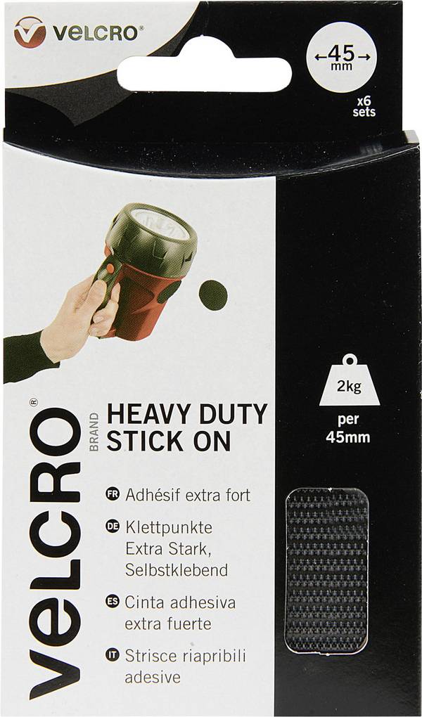 VELCRO®  Klittenband punten Om vast te plakken Haak- en lusdeel, Extra sterk (Ø) 45 mm Zwart 12 stuk(s)