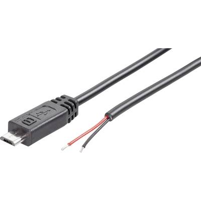 Kant-en-klaar vervaardigde micro-USB-B stekker met open kabeluiteinde Stekker, recht  Micro-USB-B stekker TC-2524000 TRU