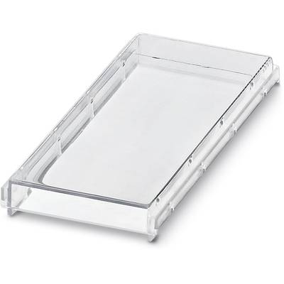 Transparant kunststof dienblad, rechthoekig en plat, geschikt voor het presenteren of leggen van voorwerpen.